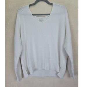 Lucky Brand V-Neck Cable Knit Womens Sweater XL Pullover Beach Minimalist‎ Boho